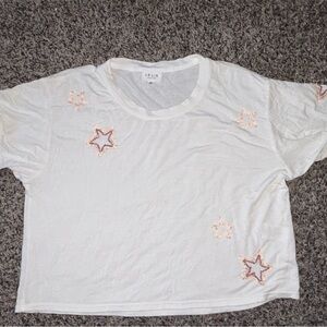 Le Lis White Tee with Rose Gold Star Accents